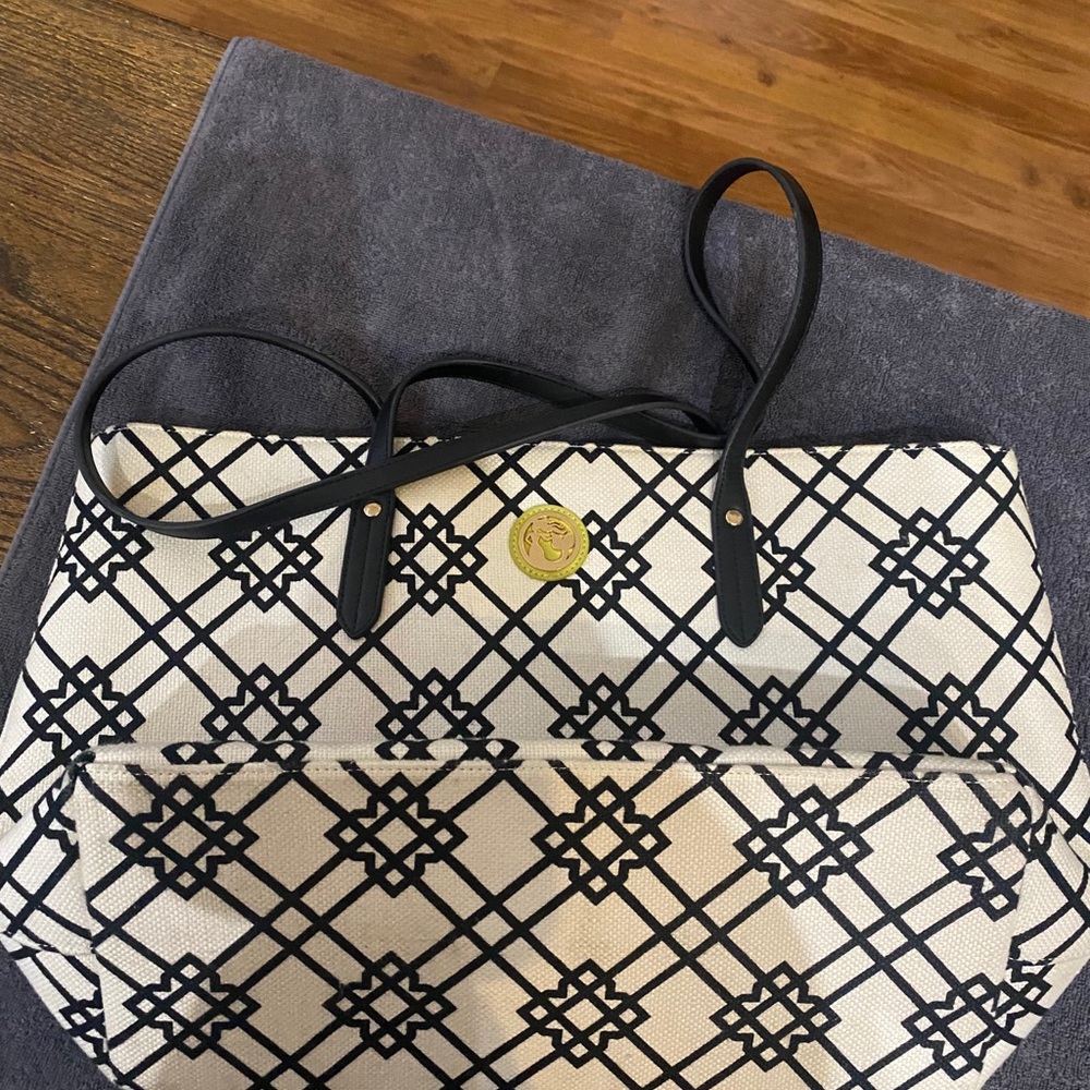 Black and White Damask Spartina Tote